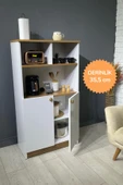 Parla Kahve Köşesi Çok Amaçlı Dolap Kiler Dolabı Mutfak Bangosu Erzak Dolabı Bölmeli Beyaz - Ceviz 72 cm thumbnail 1