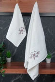 %100 Pamuklu 3D Çiçek İşlemeli 12 li Analı Kızlı Çeyizlik Havlu Seti 50x90 cm - 00030 thumbnail 6