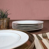 GÜRAL PORSELEN Soprano 6 Parça 25 Cm Servis Takımı Çift Altın Yaldız thumbnail 3