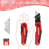 WORKPRO WP211026 Katlanır Çok Amaçlı Profesyonel Rötuş Maket Bıçağı + 14 Adet Yedek Bıçak thumbnail 5
