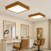 Ahşap Çerçeveli LED Panel Tavan Avize Dekoratif Aydınlatma 3200K Gün ışığı 30 30 cm thumbnail 3