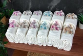 %100 Pamuklu 3D Kelebek İşlemeli 12 li Analı Kızlı Çeyizlik Havlu Seti 50x90 cm - 00030 thumbnail 5