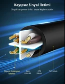 UGREEN Cat6 Saf Bakır Metal Konnektör Ethernet Kablosu Siyah 2 Metre, 50192 thumbnail 4