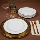 GÜRAL PORSELEN Soprano 6 Parça 25 Cm Servis Takımı Çift Altın Yaldız thumbnail 2