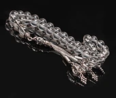 Gerçek Kristal Kuvars Taşı Tesbih-Küre Kesim Tesbih-Gümüş Malzemeli Tesbih-33'lük Tesbih-Orijinal Doğal Taş Tesbih thumbnail 1