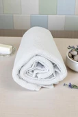 %100 Pamuk Yumuşak Dokulu Tüy Dökmez El Yüz ve Abdest Havlusu 50 X 90 cm - Beyaz thumbnail 4