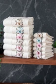 %100 Pamuklu 3D Çiçek İşlemeli 12 li Analı Kızlı Çeyizlik Havlu Seti 50x90 cm - 00030 thumbnail 5