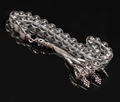 Gerçek Kristal Kuvars Taşı Tesbih-Küre Kesim Tesbih-Gümüş Malzemeli Tesbih-33'lük Tesbih-Orijinal Doğal Taş Tesbih thumbnail 4