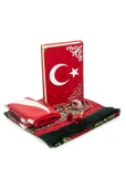 Türk Bayraklı Kuranı Kerim Hediyelik Set – Kadife Kutulu, Bayrak, Seccade ve Tesbih thumbnail 6