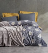 Çift Kişilik Trim Battaniyeli Nevresim Takımı Smooth Gri thumbnail 1