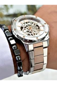 Ferrucci Bronz Gümüş Renk Business Otomatik  Mekanizma Erkek Kol Saati + BİLEKLİK thumbnail 3