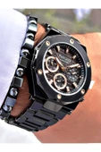 Ferrucci Siyah Renk Çelik Kordon Spor Model  Erkek Kol Saati + BİLEKLİK thumbnail 4