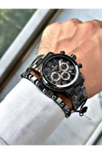 Reward Siyah Renk Fonksiyonlar Aktif Çelik Kordon 3 ATM Su Geçirmez Erkek Kol Saati + BİLEKLİK thumbnail 2