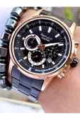 Ferrucci Siyah Rose Gold Renk Çelik Kordon Fonksiyonlu Erkek Kol Saati Bileklik thumbnail 2