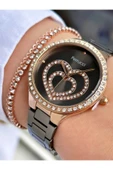 Ferrucci Füme Renk Rose Gold Kasa Kalpli Model Kadın Kol Saati + Bileklik Hediyeli thumbnail 1