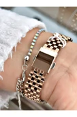 Ferrucci Rose Gold Renk Taşlı Model Şık Tasarım Garantili Çelik Kordon Kadın Kol Saati + BİLEKLİK thumbnail 3