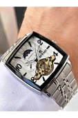 Reward Gümüş Renk Kare Model Fonksiyonlar Aktif Erkek Kol Saati + Bileklik Hediyeli thumbnail 2