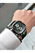 Fiesta Yeşil Renk Kare Model Çelik Kasa Garantili Business Erkek Kol Saati + BİLEKLİK thumbnail 3