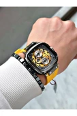 Fiesta Sarı Renk Kare Model Çelik Kasa Garantili Business Erkek Kol Saati + BİLEKLİK thumbnail 3