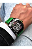 Navimarine Yeşil Renk Fonksiyonlu Spor Silikon Kare Erkek Kol Saati + BİLEKLİK HEDİYELİ thumbnail 3