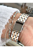 Ferrucci Altın Rose Gold Renk Kare Sade Model Büyük Kasa Kadın Kol Saati + BİLEKLİK thumbnail 3