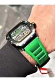 Navimarine Yeşil Renk Otomatik Business Orijinal Çift Türbünlü Silikon Spor Kol Saati + Bileklik Hediyeli thumbnail 3