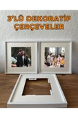 3'lü Yapışkanlı Sök Tak Paspartulu 21 x 21 cm Çerçeveler - Dekoratif Çerçeve PVC Li thumbnail 1