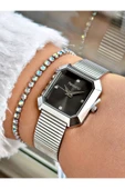 Ferrucci Gümüş Renk Kare Model Hasır Kordon Kadın Kol Saati + BİLEKLİK thumbnail 1