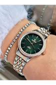 Raymond Rose Gold Gümüş Renk Taşlı Model Klasik Kadın Kol Saati + BİLEKLİK thumbnail 1