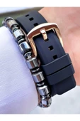 Ferrucci Siyah Rose Gold Renk Silikon Kordon Fonksiyonlu 2 Yıl Garantili Erkek Kol Saati + Bileklik thumbnail 4