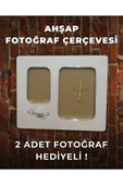 2'li Ahşap Parıltılı Çerçeve - 23x28cm - 2 Adet Fotoğraf Hediye ! thumbnail 1