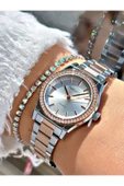 Ferrucci Rose Gold Gümüş Renk Taşlı Model Şık Dizayn  Kadın Kol Saati + BİLEKLİK thumbnail 1
