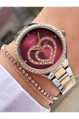 Ferrucci Rose Gold Gümüş Renk Rose Gold Kasa Kalpli Model Kadın Kol Saati + Bileklik Hediyeli thumbnail 3