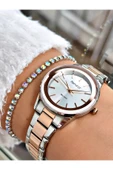 Ferrucci Rose Gold Gümüş Renk Aynalı Cam Kristal Model Şık Model Kadın Kol Saati + BİLEKLİK HEDİYELİ thumbnail 1