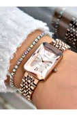 Ferrucci Rose Gold Renk Kesme Cam Şık Tasarım  Kadın Kol Saati + BİLEKLİK HEDİYELİ thumbnail 1
