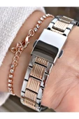Ferrucci Rosegold-gümüş Renk Çelik Kordon Kadın Kol Saati Bileklik Hediyeli thumbnail 3