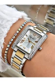 Ferrucci Altın Renk Kare Taşlı Model Çelik Kordon Kadın Kol Saati + BİLEKLİK thumbnail 1