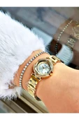 Chaperone Altın Renk Taşlı Model Minimal Aynalı Kadın Kol Saati + BİLEKLİK thumbnail 2