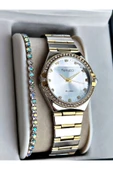 Ferrucci Altın Gümüş Renk Aynalı Model Taşlı Model Kadın Kol Saati + BİLEKLİK thumbnail 2