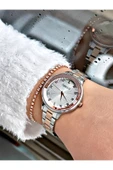 Ferrucci Rose Gold Gümüş Renk Sade Model Çelik Kordon Kadın Kol Saati + BİLEKLİK HEDİYELİ thumbnail 2