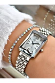 Ferrucci Gümüş Renk Kesme Cam Şık Tasarım  Kadın Kol Saati + BİLEKLİK HEDİYELİ thumbnail 1