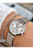 Ferrucci Rose Gold Gümüş Renk Roma Rakamlı Sade Model Çelik Kordon Kadın Kol Saati + BİLEKLİK thumbnail 1