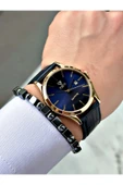 Fiesta Lacivert Renk Klasik Sade Model Çelik Kasa Erkek Kol Saati + BİLEKLİK thumbnail 2