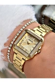 Ferrucci Altın Renk Kare Model Taşlı Çelik Kordon Kadın Kol Saati + BİLEKLİK HEDİYELİ thumbnail 1