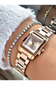Ferrucci Rose Gold Renk Kare Sade Model  Kadın Kol Saati + BİLEKLİK thumbnail 1
