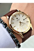 Fiesta Kahve Renk Klasik Sade Model Çelik Kasa Erkek Kol Saati + BİLEKLİK thumbnail 3