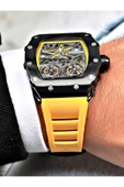 Navimarine Sarı Renk Kare Spor Silikon Otomatik Business Erkek Kol Saati + BİLEKLİK HEDİYELİ thumbnail 6