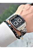 Reward Füme Renk Kare Model Fonksiyonlu Çelik Kordon Erkek Kol Saati + BİLEKLİK HEDİYELİ thumbnail 2