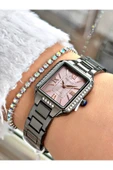 Ferrucci Füme Renk Kare Taşlı Model Roma Rakamlı Çelik Kordon Kadın Kol Saati + BİLEKLİK thumbnail 1