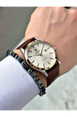 Fiesta Kahve Renk Klasik Sade Model Çelik Kasa Erkek Kol Saati + BİLEKLİK thumbnail 2